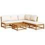 Juego de muebles jardín 6 pzas con cojines madera maciza acacia