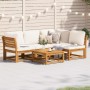 Juego de muebles jardín 5 pzas con cojines madera maciza acacia