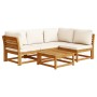 Juego de muebles jardín 5 pzas con cojines madera maciza acacia