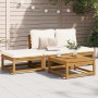 Set de muebles de jardín 4 pzs y cojines madera maciza acacia