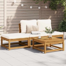 Set de muebles de jardín 4 pzs y cojines madera maciza acacia