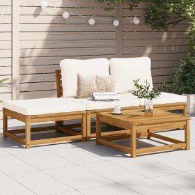 Set de muebles de jardín 4 pzs y cojines madera maciza acacia