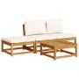 Set de muebles de jardín 4 pzs y cojines madera maciza acacia