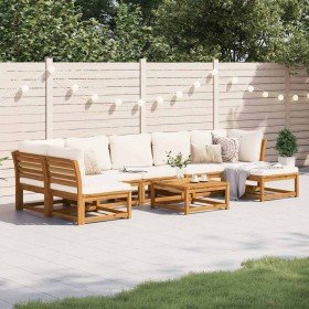 Juego de muebles jardín 8 pzas con cojines madera maciza acacia