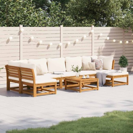 Juego de muebles jardín 8 pzas con cojines madera maciza acacia