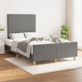 Bed frame with headboard in dark gray fabric 120x200 cm by vidaXL, Beds and slatted bases - Ref: Foro24-3124880, Price: 162,6...