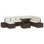 Conjunto de sofá de jardín con cojín 9 pcs Marrón y crema