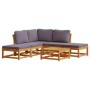 Juego de muebles jardín 6 pzas con cojines madera maciza acacia