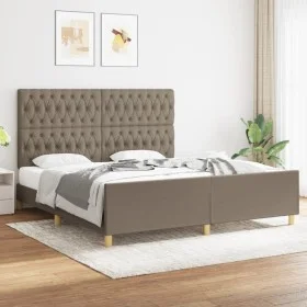 Bed frame with headboard in taupe gray fabric 180x200 cm by vidaXL, Beds and slatted bases - Ref: Foro24-3125320, Price: 281,...