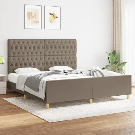 Bed frame with headboard in taupe gray fabric 180x200 cm by vidaXL, Beds and slatted bases - Ref: Foro24-3125320, Price: 281,...