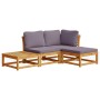 Set de muebles de jardín 4 pzs y cojines madera maciza acacia