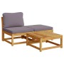 Set de muebles de jardín 4 pzs y cojines madera maciza acacia