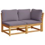 Juego de muebles jardín 5 pzas con cojines madera maciza acacia
