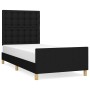 Bed frame with black fabric headboard 90x190 cm by vidaXL, Beds and slatted bases - Ref: Foro24-3125343, Price: 145,33 €, Dis...