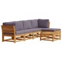 Juego de muebles jardín 6 pzas con cojines madera maciza acacia