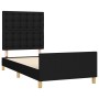 Bed frame with black fabric headboard 90x190 cm by vidaXL, Beds and slatted bases - Ref: Foro24-3125343, Price: 145,33 €, Dis...