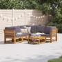 Juego de muebles jardín 6 pzas con cojines madera maciza acacia