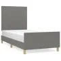 Estructura de cama con cabecero de tela gris oscuro 100x200 cm de vidaXL, Camas y somieres - Ref: Foro24-3124872, Precio: 149...