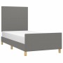 Bed frame with headboard in dark gray fabric 100x200 cm by vidaXL, Beds and slatted bases - Ref: Foro24-3124872, Price: 148,7...
