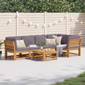Juego de muebles jardín 6 pzas con cojines madera maciza acacia