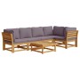 Juego de muebles jardín 6 pzas con cojines madera maciza acacia