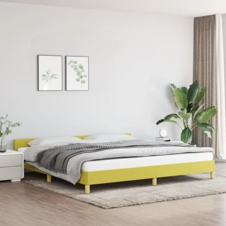 Bed frame with green fabric headboard 200x200 cm by vidaXL, Beds and slatted bases - Ref: Foro24-347446, Price: 106,30 €, Dis...
