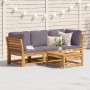 Set de muebles para jardín 3 piezas con cojines madera acacia