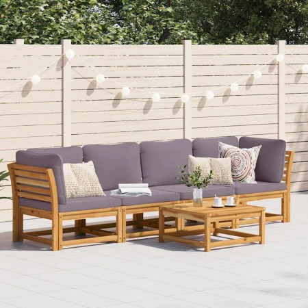 Set de muebles de jardín 4 pzs y cojines madera maciza acacia