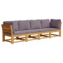 Set de muebles de jardín 4 pzs y cojines madera maciza acacia