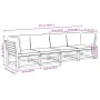 Set de muebles de jardín 4 pzs y cojines madera maciza acacia