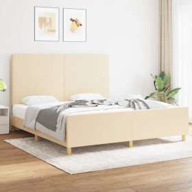 Bettgestell mit cremefarbenem Stoffkopfteil 180x200 cm von vidaXL, Betten und Lattenroste - Ref: Foro24-3124916, Preis: 273,7...