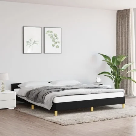 Bed frame with black fabric headboard 180x200 cm by vidaXL, Beds and slatted bases - Ref: Foro24-347433, Price: 127,58 €, Dis...