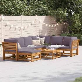 Juego de muebles jardín 8 pzas con cojines madera maciza acacia
