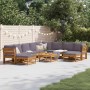 Juego muebles jardín 11 pzas con cojines madera maciza acacia