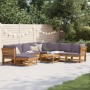 Juego de muebles jardín 9 pzas con cojines madera maciza acacia