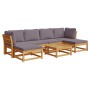 Juego de muebles jardín 7 pzas con cojines madera maciza acacia