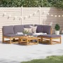 Juego de muebles jardín 6 pzas con cojines madera maciza acacia
