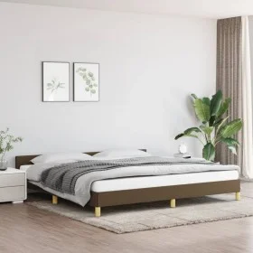 Bed frame with headboard in dark brown fabric 200x200cm by vidaXL, Beds and slatted bases - Ref: Foro24-347442, Price: 129,70...