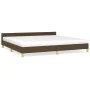 Bed frame with headboard in dark brown fabric 200x200cm by vidaXL, Beds and slatted bases - Ref: Foro24-347442, Price: 129,70...