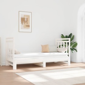 Sofá cama extraíble madera maciza de pino blanco 2x(90x190) cm