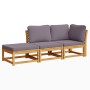 Set de muebles para jardín 3 piezas con cojines madera acacia