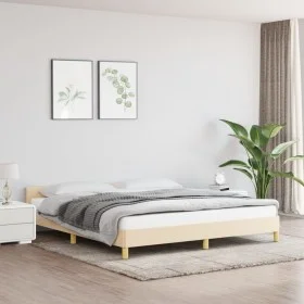Bed frame with cream fabric headboard 180x200 cm by vidaXL, Beds and slatted bases - Ref: Foro24-347436, Price: 141,75 €, Dis...