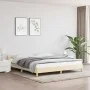 Bed frame with cream fabric headboard 180x200 cm by vidaXL, Beds and slatted bases - Ref: Foro24-347436, Price: 141,75 €, Dis...