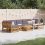Juego de muebles jardín 8 pzas con cojines madera maciza acacia