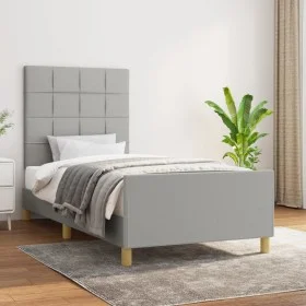 Light gray fabric bed frame with headboard 80x200 cm by vidaXL, Beds and slatted bases - Ref: Foro24-3125009, Price: 126,09 €...