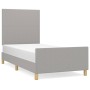 Estructura de cama con cabecero de tela gris claro 80x200 cm