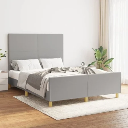 Light gray fabric bed frame with headboard 140x190 cm by vidaXL, Beds and slatted bases - Ref: Foro24-3124887, Price: 217,44 ...