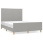 Light gray fabric bed frame with headboard 140x190 cm by vidaXL, Beds and slatted bases - Ref: Foro24-3124887, Price: 213,60 ...