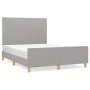 Light gray fabric bed frame with headboard 140x190 cm by vidaXL, Beds and slatted bases - Ref: Foro24-3124887, Price: 217,44 ...