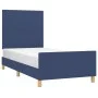 Bed frame with blue fabric headboard 90x200 cm by vidaXL, Beds and slatted bases - Ref: Foro24-3124869, Price: 140,42 €, Disc...